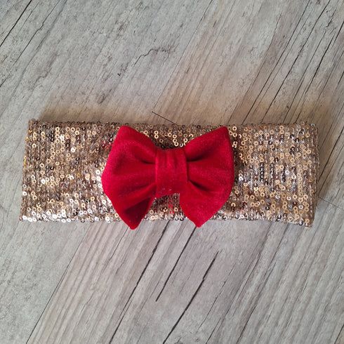 EDITION LIMITÉE Bandeau rouge, or, argent nœud, buns ou simple en velour ou à sequin extensible 5 couleurs